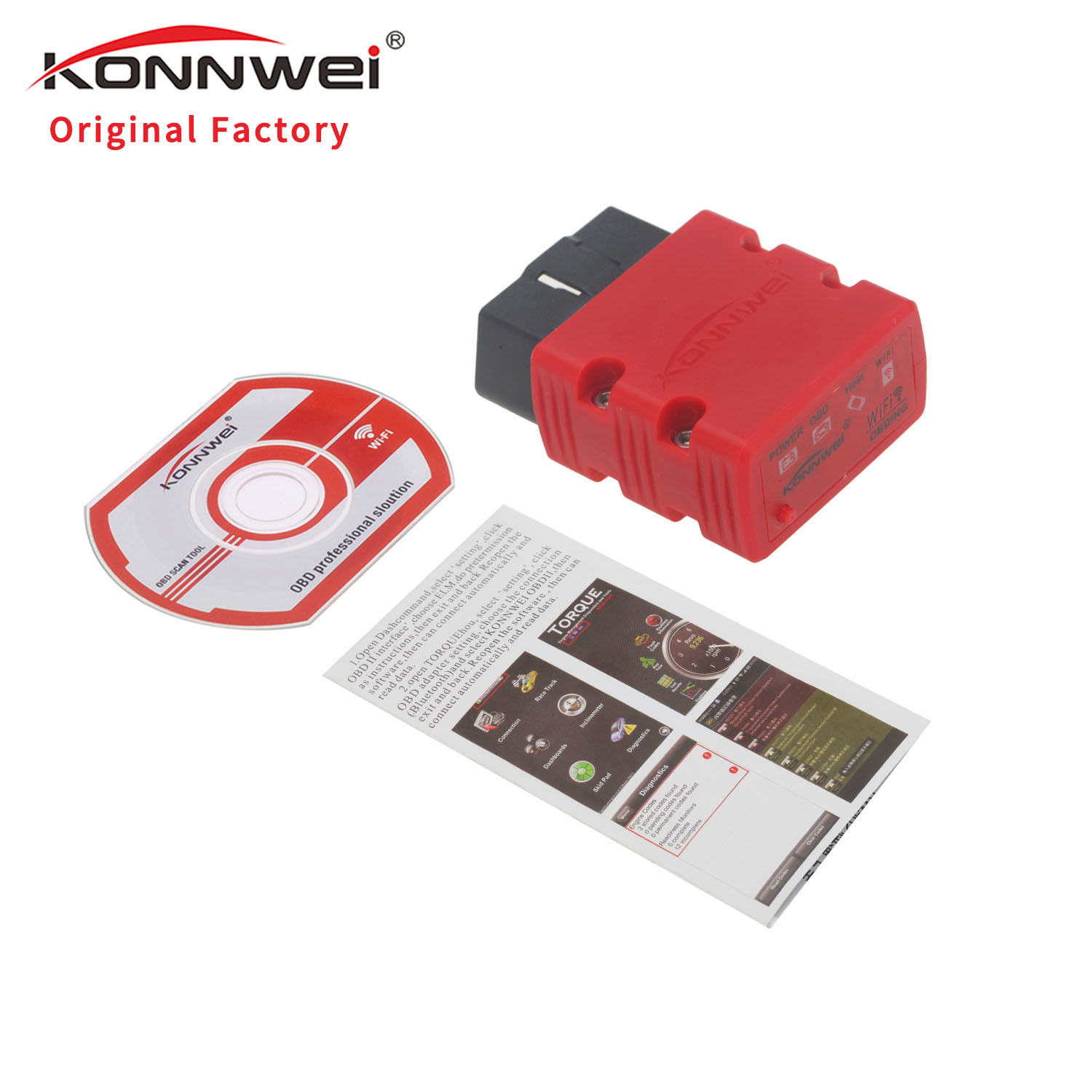 ABS Housing Bluetooth Diagnostic Scanner KONNWEI KW902 Volkswagen Ford Chevrolet Lincoln