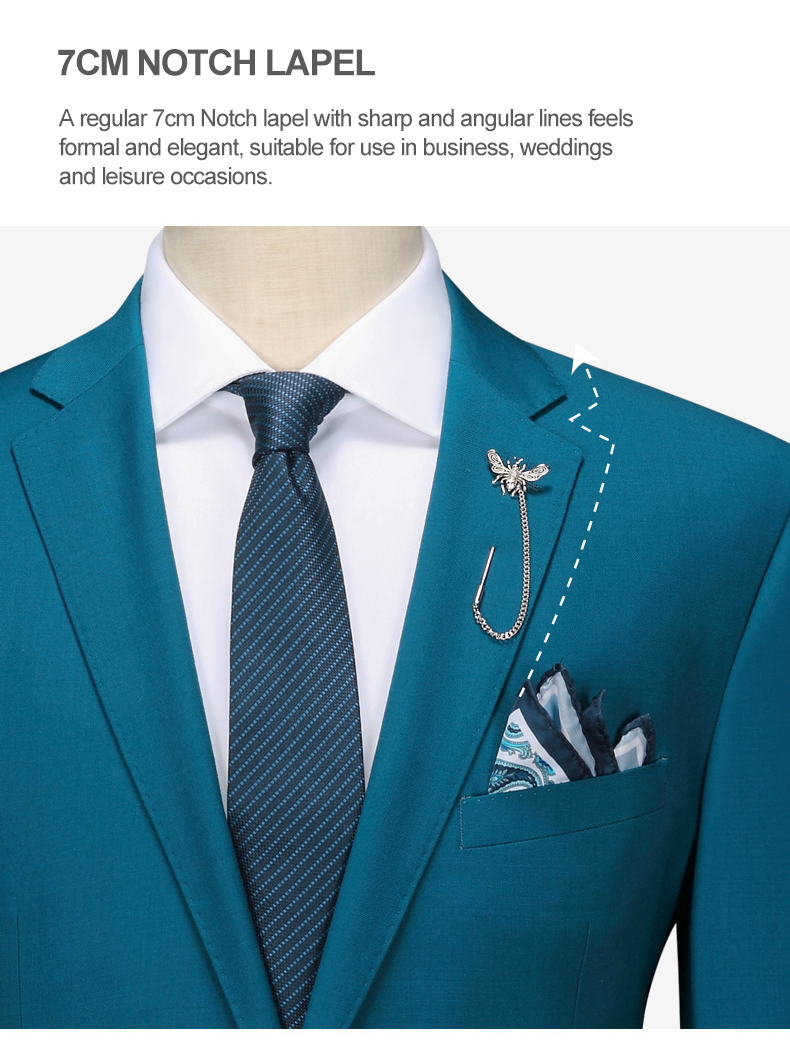 Men's Dark Green Notch Lapel 3-Piece Suit with Anti-Shrink Fabric and Customers' Option