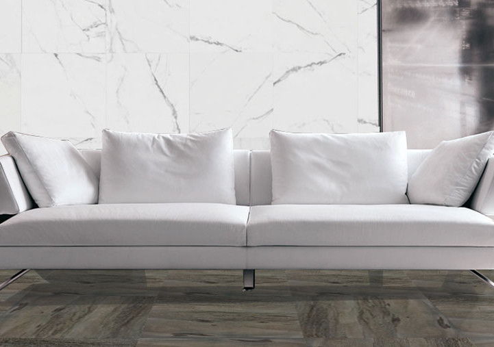 High Gloss White Porcelain Floor Tiles 600x1200 Mm Size Easy Maintenance