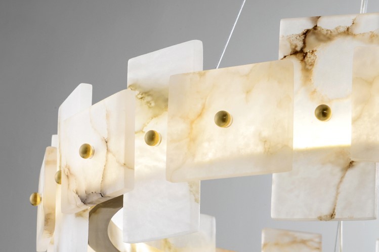 H65 Brass High Hardness Marble Effect Ceiling Light Modern Pendant Lights 15m2 To 25m2