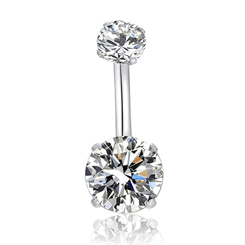 Double Blue Zircon Stones 14G Titanium Piercing Jewelry Opal Navel Ring