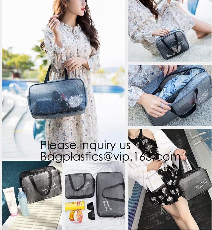 Clear Zipper Pouch with Strap Makeup Bag PVC Cosmetic Pouch,Printing Clear k Cosmetic PVC Pouch, bagease, bagplast