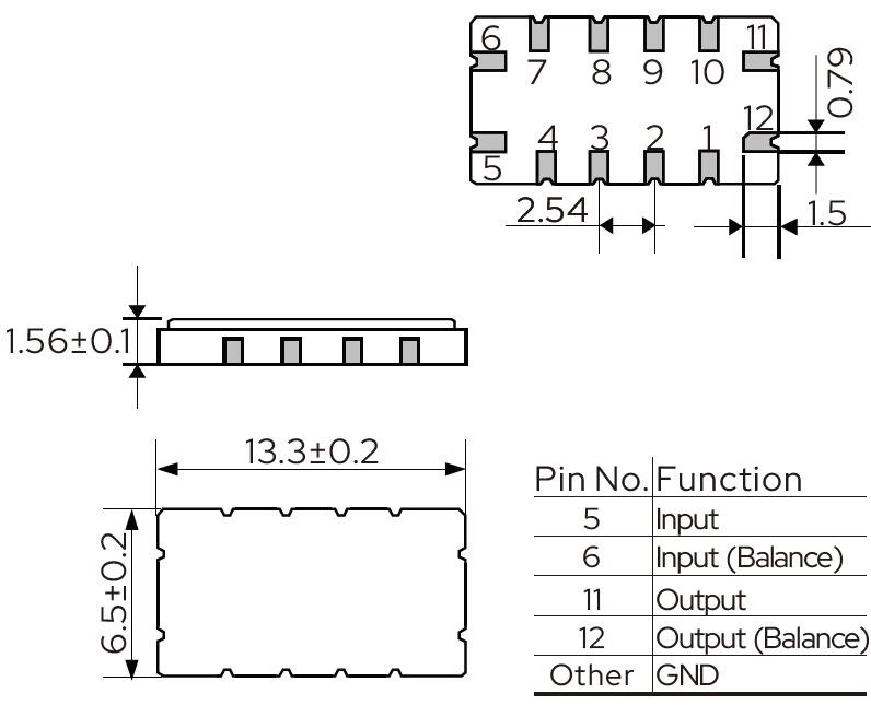 QCC12 13.3 X 6.5 SAW Filter Low Insertion Loss And Excellent Selectivity