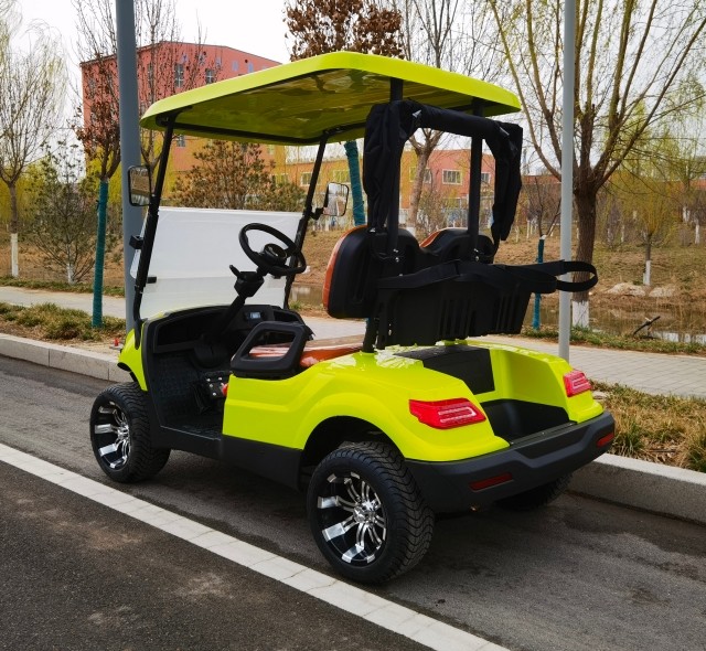 Yellow Color 2 Seater Golf Cart 4 Wheel 10 Inch Tire 70-100km With Lithium Battery