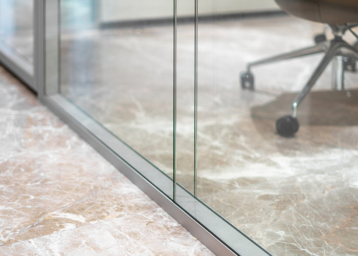 60mm Aluminum framed frameless single and double glass partition wall available Modern Workspaces