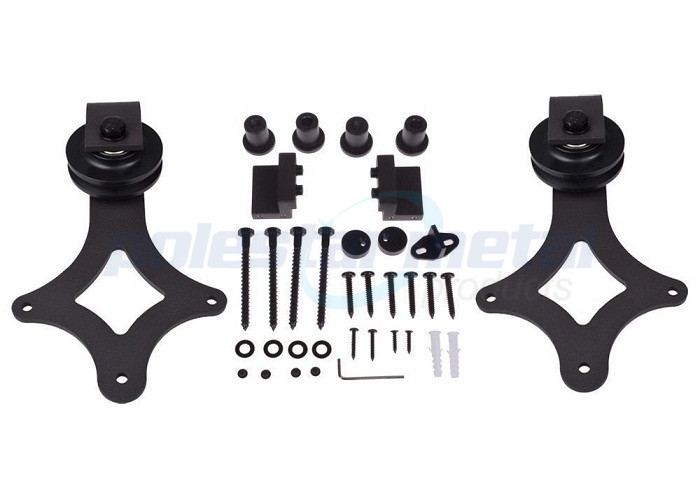 Antique Black Steel Decorative Door Hardware , 2000mm Sliding Barn Door Hardware