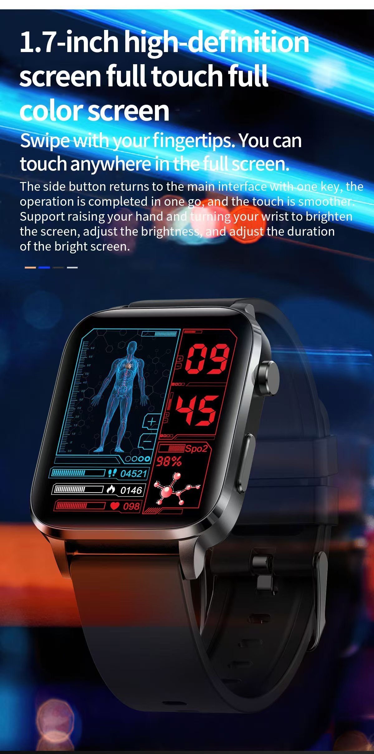 F100 ECG Health Smart Watch Laser Physiotherapy Blood Pressure Monitoring Smartwatch