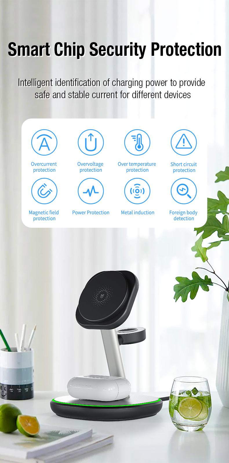 Fast Wireless Charger Dock with Holder Multi-function Integrated and Logo 500PC Free