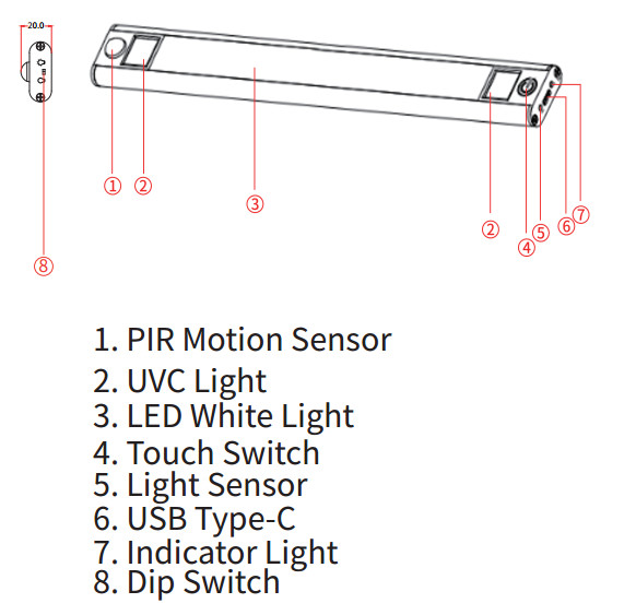 Under Cabinet Ultraviolet Sterilizer Light With Montion & DayLight Sensor