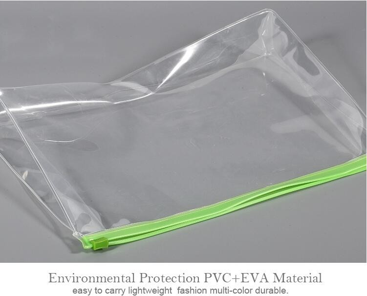 Pvc Makeup Cosmetic Bag Resealable PVC Slider Zip Poly CPE Material