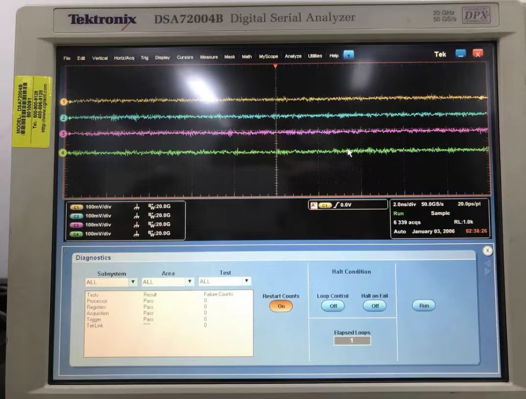 Tektronix DSA72004B Oscilloscope 20 GHz 4 Ch 50 GS/S Integrated Digital Serial Analyzer