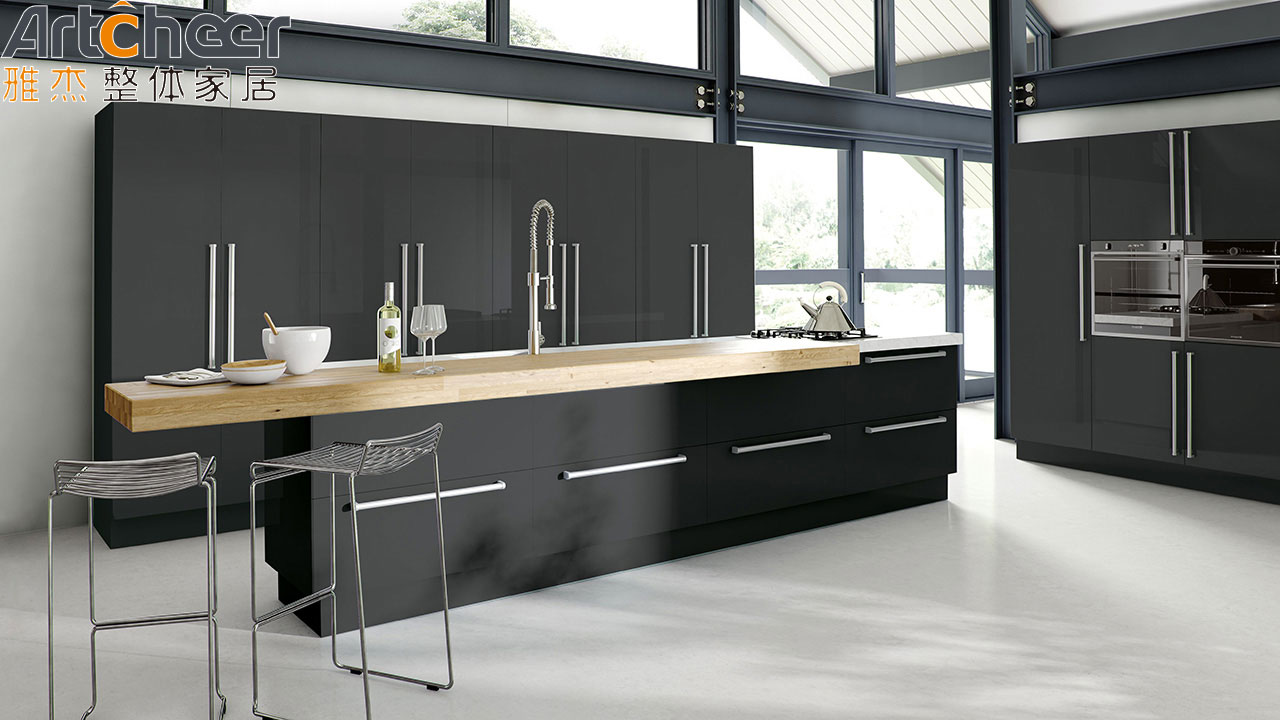 Full Bullnose Countertop Edging Kitchen Cabinet Set with Built-In Pull Out Waste Bin