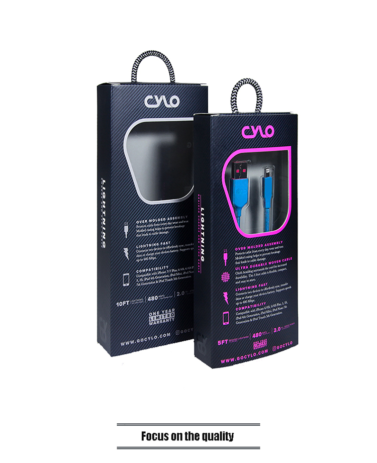 Pantone APET Mobile Accessories Packaging Data Cable Packing Box With Transparent Window