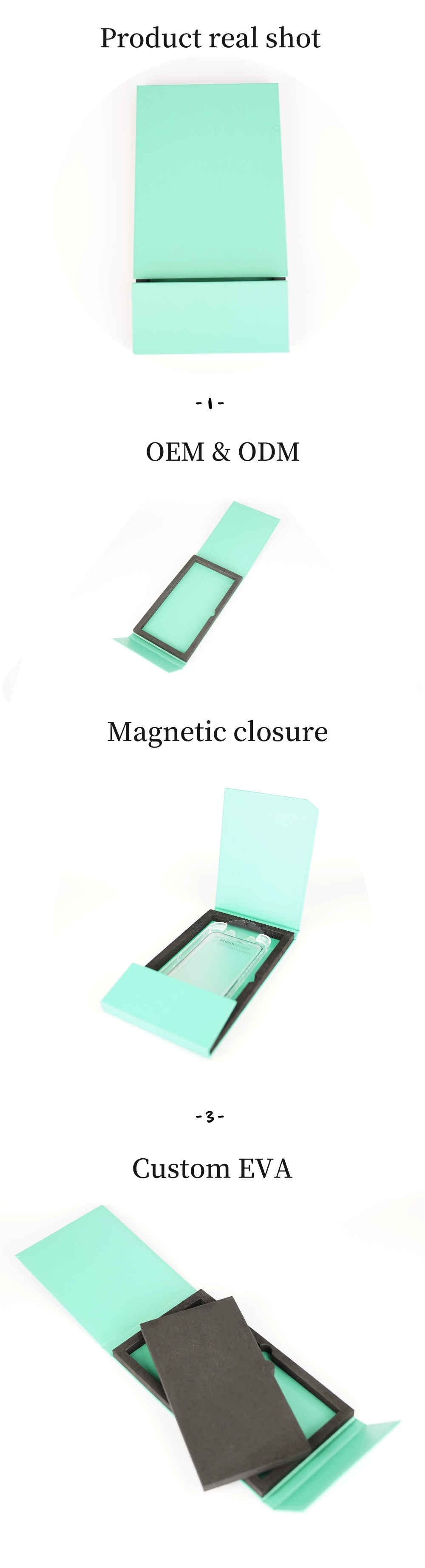 Customized EVA middle open magnetic box Mobile Phone Tempered Glass Screen Protector Packaging Box