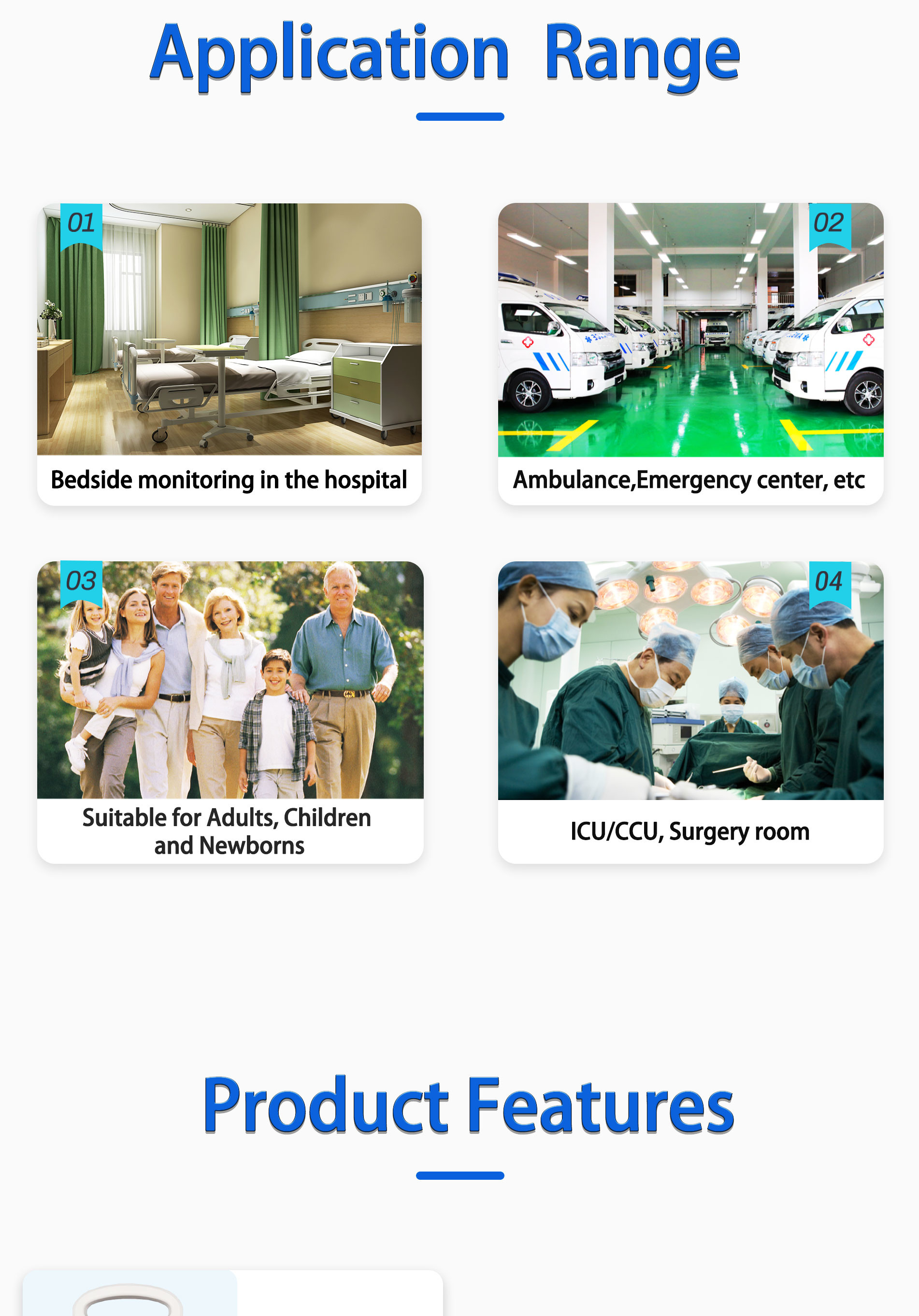 Iso Certificated Portable Patient Monitor Power Down Preservation 7inch For Ambulance