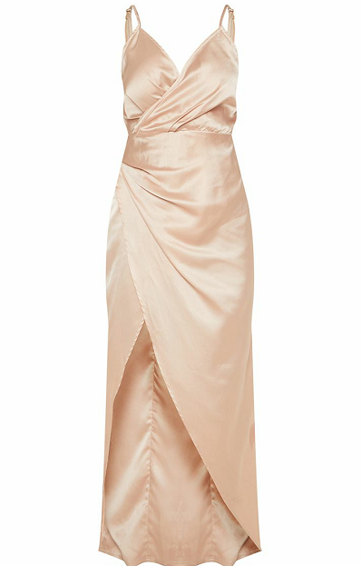 2019 New Arrivals Women Casual Petite Champagne Satin Maxi Dress And Sexy