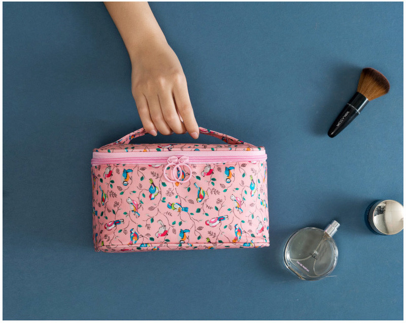 Flower Pattern Oxford Waterproof Makeup Bag