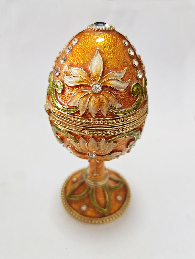 Hand Painted Enameled Faberge Egg Style Decorative Hinged Jewelry Trinket Box Unique Gift Home Decor Jewelry Box