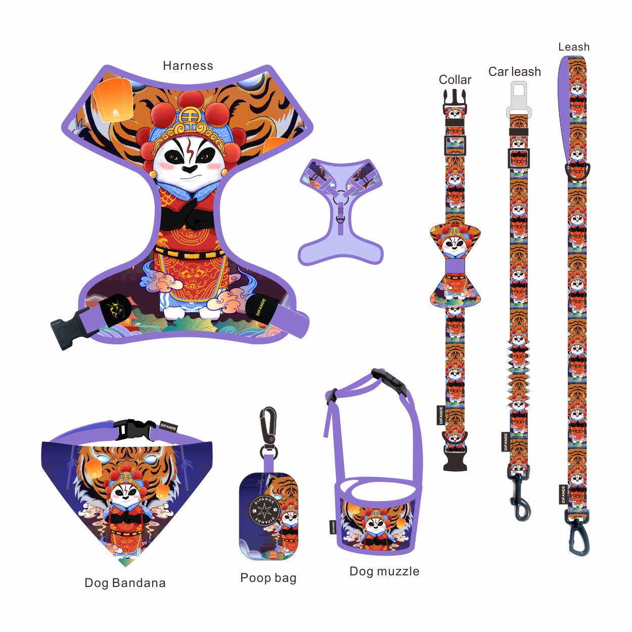 Customized Vest Collar Leash Harness Set 900D Nylon Lightweight Dog Harness