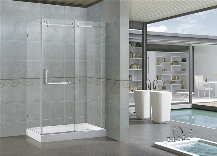 Mirror Color Tempered Glass Frameless Shower Enclosures With Stainless Steel Accessories