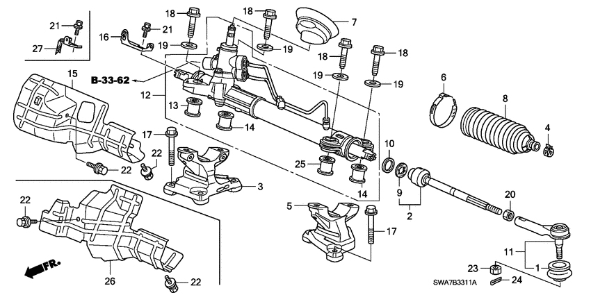 OE NO. 53601-SWA-Q01 MASUMA RHD Hydraulic Power Steering Gears for Honda Cr-V SR-5001