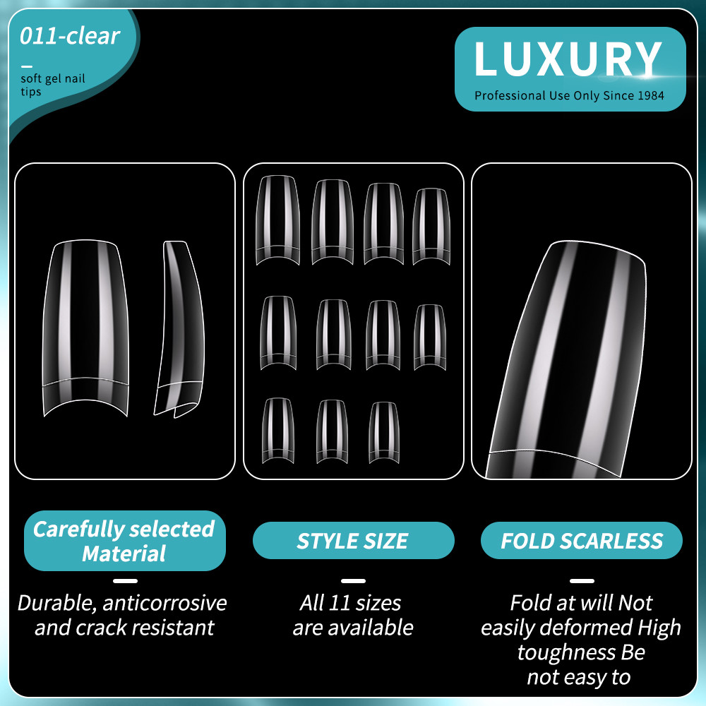 Professional Nail Art 500PCS Sharp Shaped False Nails With Ultrathin Design 11 Sizes