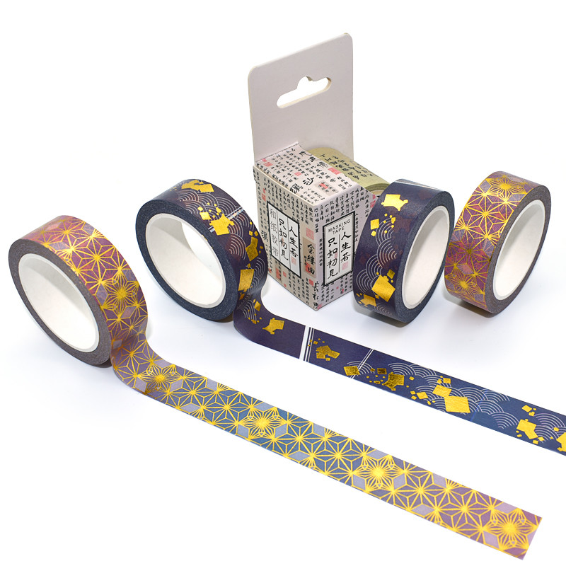 Gold Foil Washi Tape Custom Printed 50 Rolls Tape Set Decoration