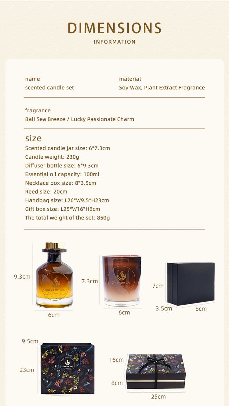 100ml Reed Diffuser Candle Set Gift Box 850g Total Weight Essential Oil And Soy Wax