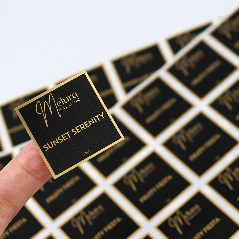 Waterproof Eco-friendly Paper Vinyl Adhesive Metal Stickers , Perfume/Cosmetics Candle Packaging Labels