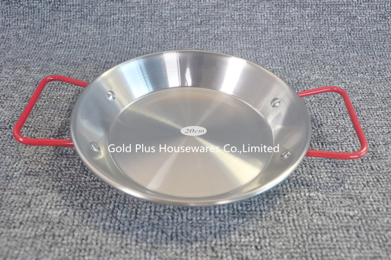 Wholesale modern luxury cooking frying pan set stainless steel seafood frying pot 24cm home use small paella pan