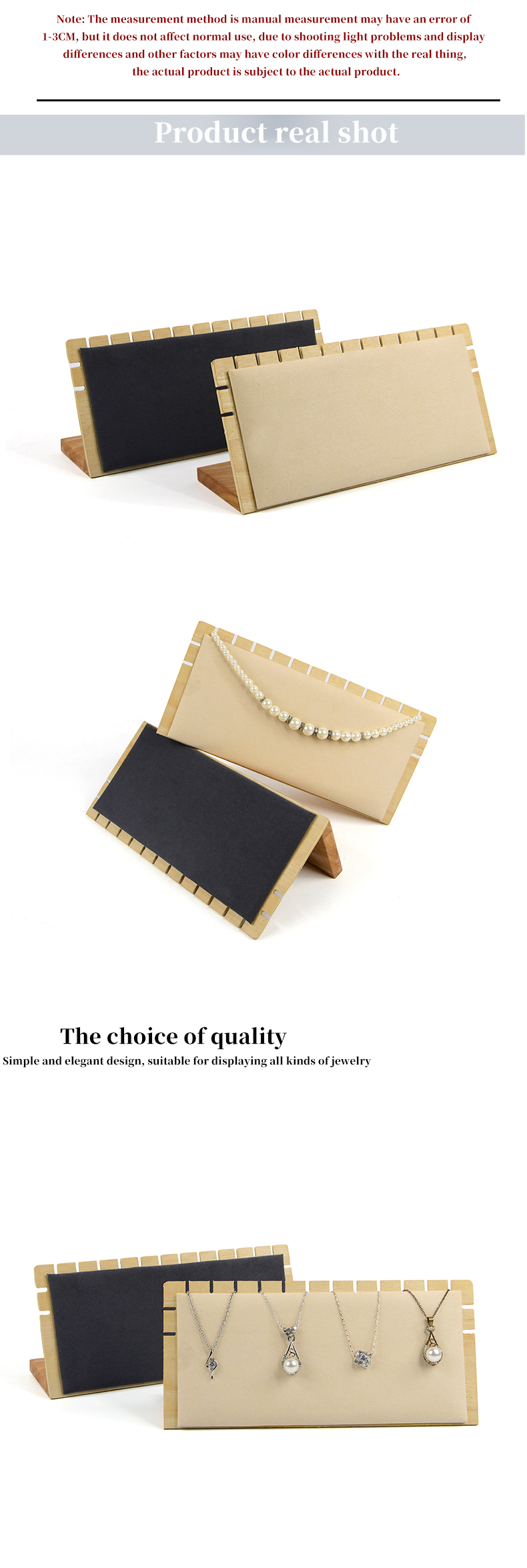 Rectangular Notched Edge Wooden Jewelry Display Rack Stand for Pendant