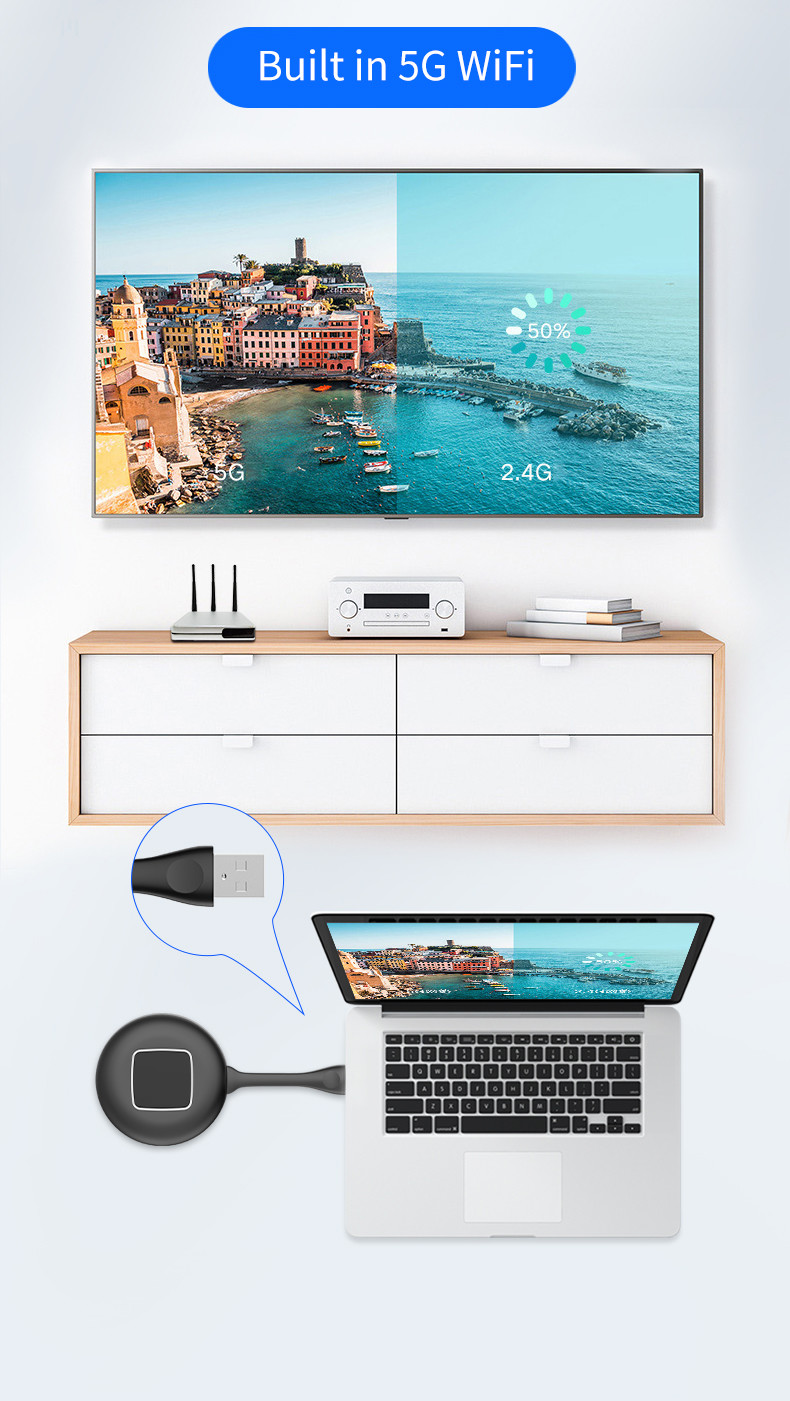 Windows 7 Wireless Collaboration System ,1080P Chromecast Wireless Display