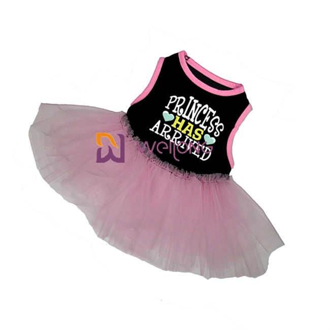 Tulle Ruffles Small Dog Dresses Sleeveless And Loose Round Collar pink dog dress