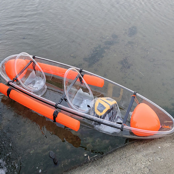 Dual Flotation Bladders 2 Person Clear Bottom Kayak , Light Custom Fishing Canoe