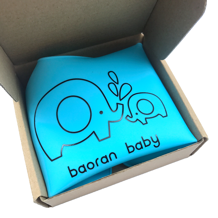 Custom Printing Best Fancy Fold-able Collapsible Comfort Waterproof Easily Wipes Clean Baby Silicone Bib with Pocket