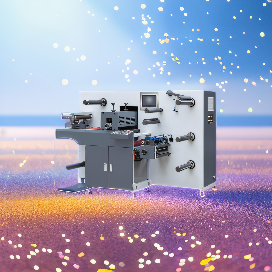 INTERMITTENT SEMI ROTARY LABEL DIE CUTTING WITH TURRET SLITTING AND REWINDING MACHINE SNOWBALL WASTE REWIND ECONOMICAL