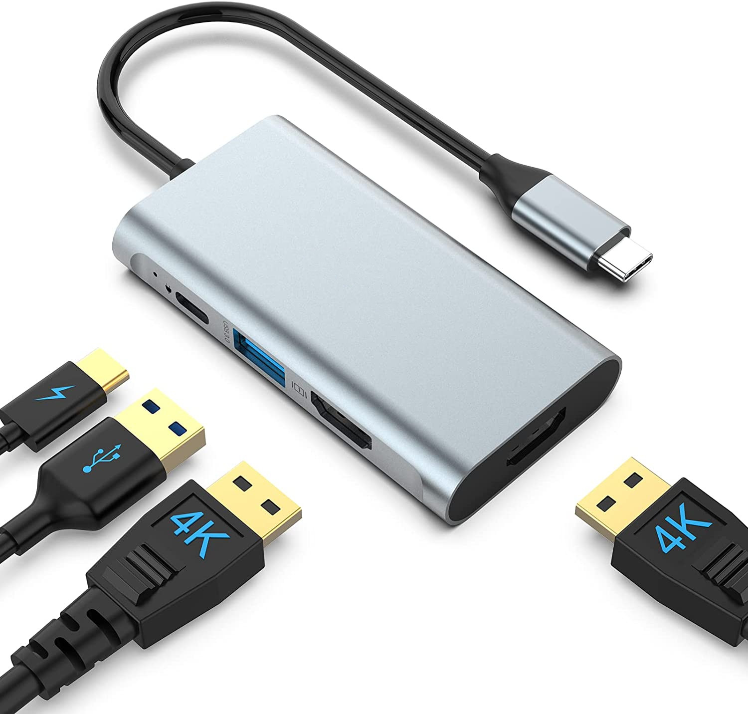 4 In 1 Usb C Adapter Dual Hdmi To USB3.0 Thunder Ports