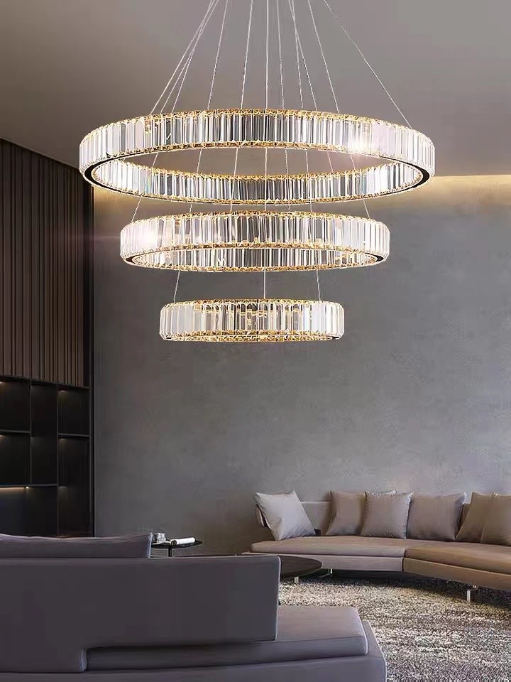 Modern decorative lamp product combination chandelier round ring lighting crystal led chandelier