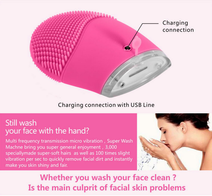 Multi Function Rechargeable Facial Cleansing Brush ROHS Certificated