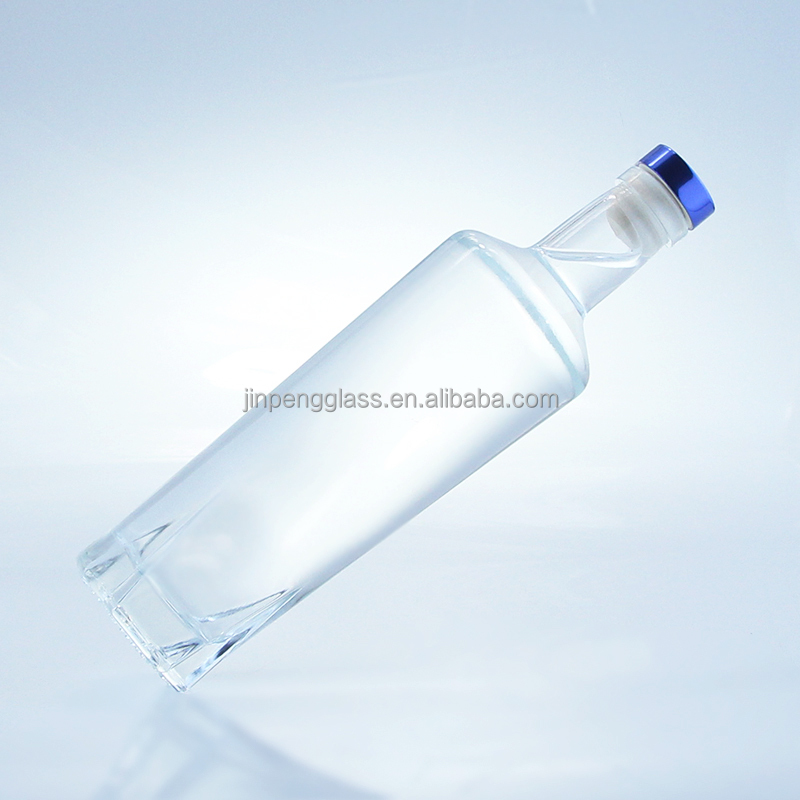 Glass Collar Glass Bottle For Alcoholic Beverages 750 ml with Cork Sealing Flint Empty
