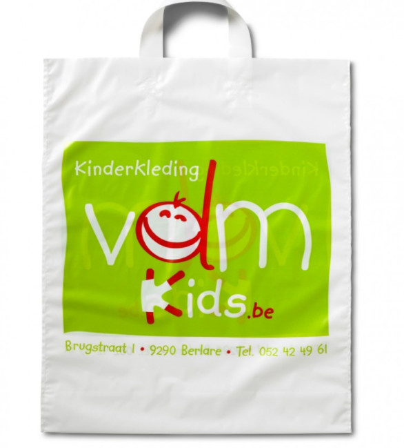 Frosted Plastic Loop Handle Bags HDPE Flexi Polythene Carry Bag