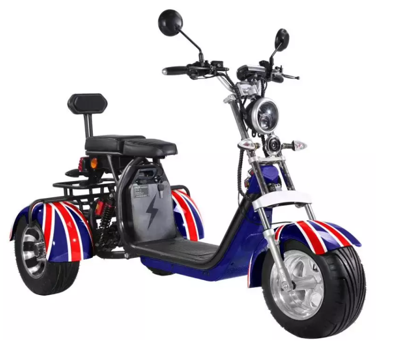 Red Green Three Wheel Electric Mobility Scooter For Adults Street Legal 60-80km 2000W