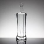 China Flint Acid Etch Unique Shape Glass Bottles for Rum Liquor Brandy Whisky Vodka Tequila for sale