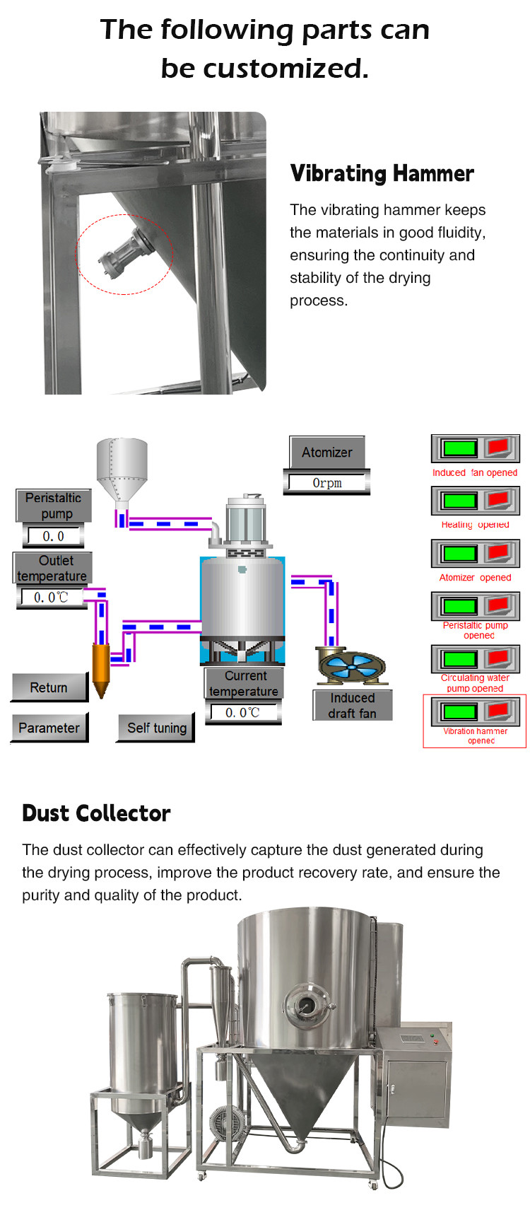 10L coffee Milk Whey Protein Powder Spray Drying Machine Nozzle Centrifuge Spray Dryer