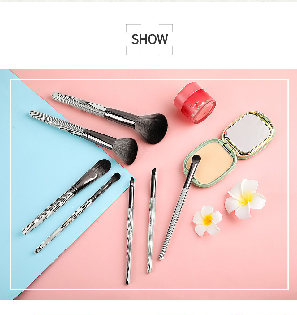 7PCS Paper Box ISO9001 Makeup Brush Gift Set for Face