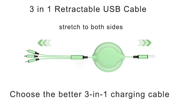 Multi Retractable Fast Charger Cord 1.2m Liquid Silicone Multiple Charging Cable