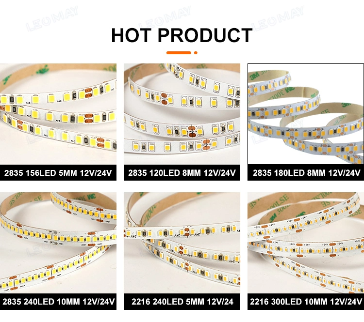 High Brightness 24v 140leds 8mm 2700K Warm Electroplate Board SMD2835 Led Strip Light