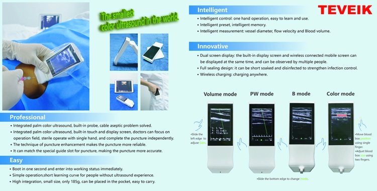 3.5W 7MHz Ultrasound Scanner Doppler Probe Lithium Battery