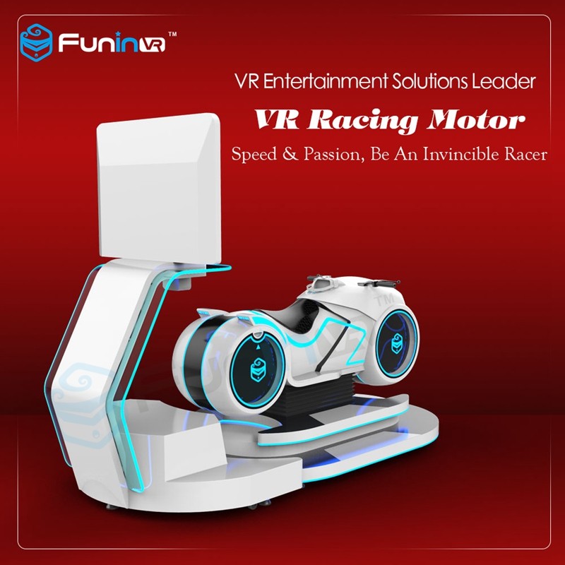 E3 Helmet 9D VR Simulator Electric Motorcycle VR Machine White With LED Lights