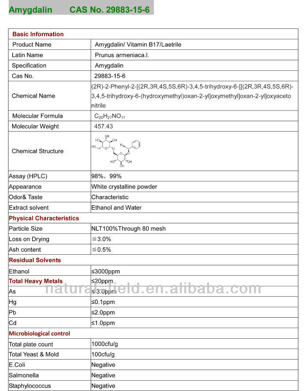 Laetrile vb17 amygdalin pure natural powder